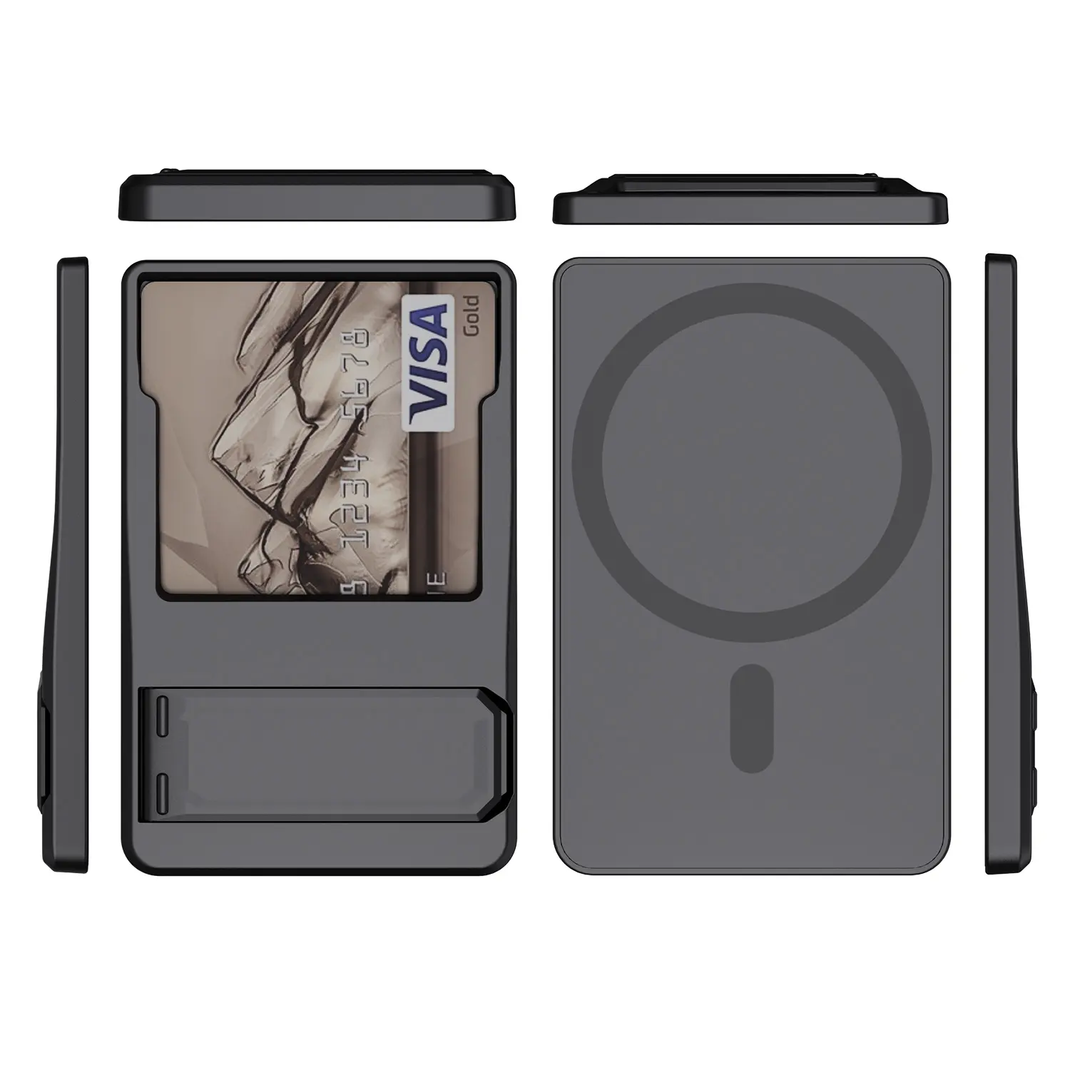 กระเป๋าสตางค์ที่ใส่บัตรแม่เหล็กออกแบบโดยดีไซเนอร์สากลพร้อมขาตั้งสีดำ MAG ช่องใส่บัตรปลอดภัยสำหรับเคสโทรศัพท์มือถือ
