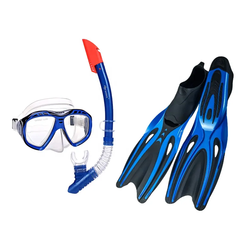 Máscara de mergulho profissional barato de silicone, snorkel com quilhas