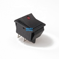 Interrupteur à bascule industriel noir LANZMFG KCD4-201NM-4P, AC 250V 16A, 4 broches, ON-OFF, à enclenchement rapide, 2 voies, avec voyant LED vert et rouge, 25*31mm