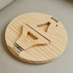Plateau à fruits pliable en bois massif avec support, plateau portable pour petit-déjeuner, collations et thé, boîte de rangement pour accoudoir de canapé - Product Image 1