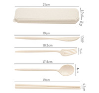 Ensemble de couverts de voyage et de camping réutilisables écologiques Jiademei en paille de blé, couteau, fourchette, cuillère, baguettes, vaisselle portable