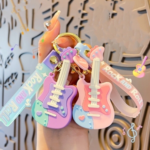 Chaveiro de Guitarra Legal por Atacado, Design de Macaron em Silicone, Pingente de Música para Mochila de Casal - Product Image 5