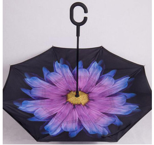 Parapluie inversé double manuel droit de haute qualité, résistant au vent, pour cadeaux d'affaires avec poignée en caoutchouc - Product Image 5