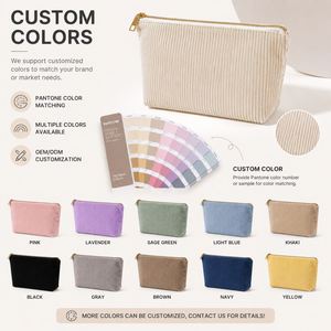 Bolsa de Cosméticos Personalizada de Pana para Mujer, Neceser de Viaje, Bolsa de Aseo de Gran Capacidad con Cremallera, Organizador, OEM, ODM, Venta al por Mayor - Product Image 5