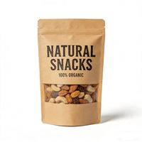Sachets personnalisés imprimés avec fenêtre transparente et fermeture éclair refermable, en papier kraft à fond plat, pour snacks, noix et bonbons