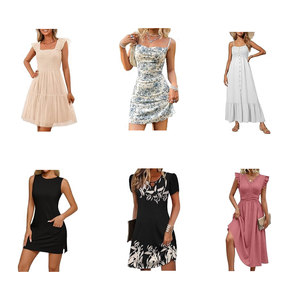 Robes en polyester pour femmes en gros, modèle Guangdong QZ-059, vêtements en stock à prix d'usine, expédition rapide, lots assortis en vrac - Product Image 1