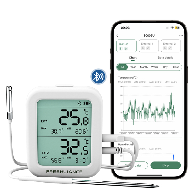 Warehouse Refrigerator Wireless Temperature Sensor Bluetooth Temperature Humidity Data Logger