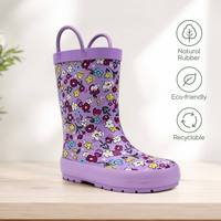 Bottes de pluie pour bébé en caoutchouc naturel, écologiques, douces, légères, imperméables, à imprimé floral, bottes Wellington pour filles, OEM