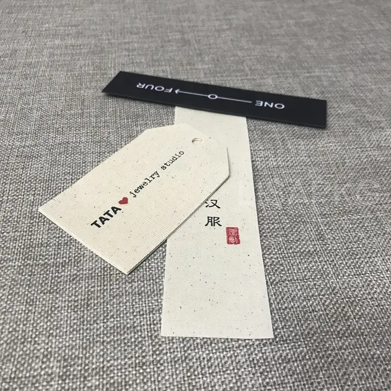 Custom printed canvas cloth Hang Tag for Garment or bags