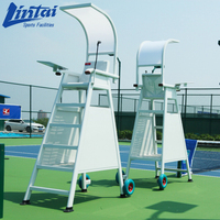 Chaise d'arbitre de tennis en alliage d'aluminium durable avec roulettes, siège ergonomique et auvent en option