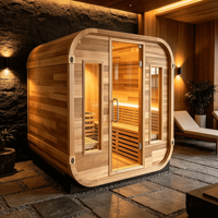 Sauna en bois massif Garden Villa, poêle à vapeur électrique, porte en verre trempé, intérieur/extérieur, 220-240V, garantie 3 ans