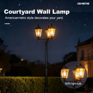 Классический уличный фонарь в европейском стиле из алюминия с дистанционным управлением, водонепроницаемый светодиодный столб для сада, винтажные садовые уличные фонари - Product Image 1