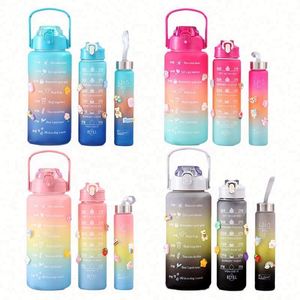 ชุดขวดน้ำพลาสติกสำหรับเด็กพร้อมหลอดดูดแบบซับลิเมชั่น ปลอดสาร BPA สำหรับเด็ก พร้อมจุกดูดและโลโก้แบบกำหนดเอง - Product Image 4