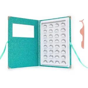 Kirpik yeşil depolama kitap taşınabilir kirpik organizatör tutucu ekran kataloğu kirpik konteyner kutusu Glitter kapak kirpik boş durumda