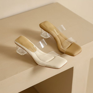 Sandalias de verano para mujer, zapatillas de gelatina de PVC, tacones altos con punta abierta, zapatillas transparentes de Perspex para mujer, zapatos, sandalias transparentes de tacón - Product Image 1