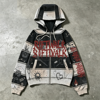 Sweat à capuche zippé surdimensionné pour homme, personnalisé OEM, imprimé rayé délavé, style gothique, streetwear, mode Y2K