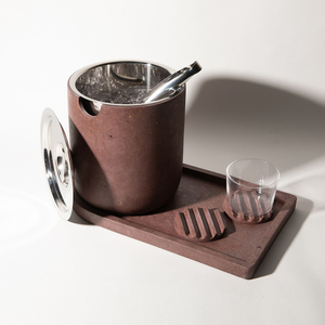 Ensemble de seau à glace moderne avec plateau de service, doublure en acier inoxydable, pinces, porte-verre et couvercle pour bar, hôtel, restaurant, traiteur - Product Image 1