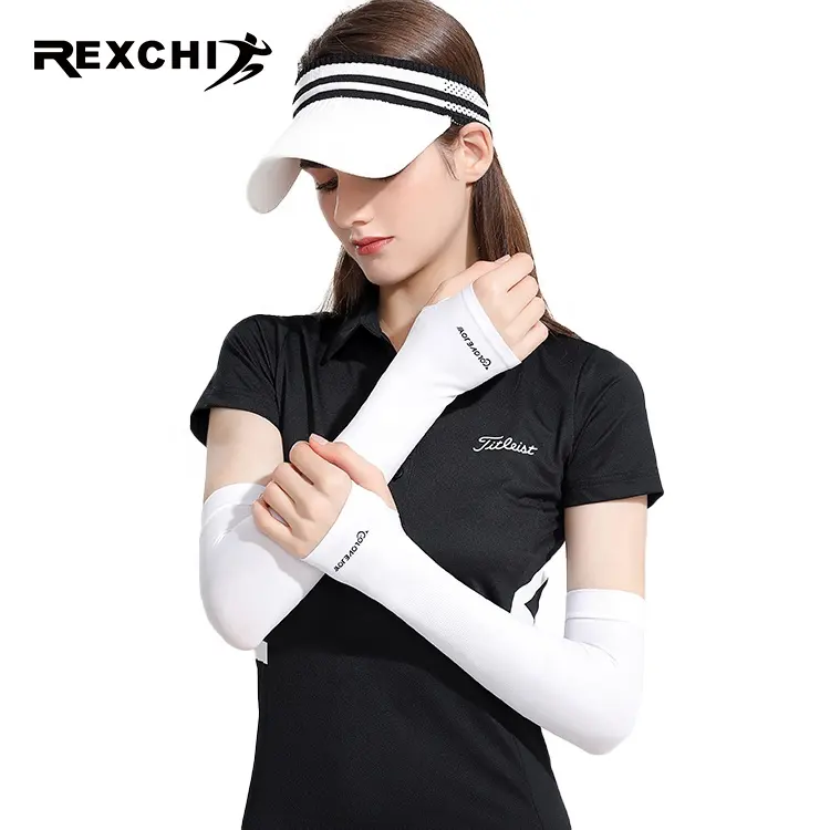 REXCHI HB38 buz ipek soğutma kollu UV koruma zayıflama Golf Unisex sıkıştırma elastik açık kol kol Led