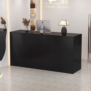 Long comptoir de réception noir pour les magasins de mode, les salons de beauté, les magasins de chaussures et les hôtels - Product Image 1