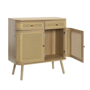 <span class=keywords><strong>Buffet</strong></span> de style européen à deux <span class=keywords><strong>portes</strong></span> avec deux tiroirs, armoire de rangement classique en bois grainé avec <span class=keywords><strong>portes</strong></span> en rotin - Product Image 3