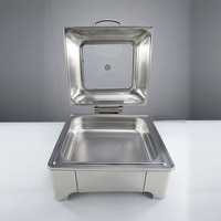 Chauffe-plat de luxe en acier inoxydable pour la restauration Poêle à buffet carré simple avec chauffe-aliments Surround Party Hotel