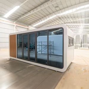 Maison de conteneur en bois et acier de luxe |   Maison miniature modulaire portable |   Villa préfabriquée |   Hôtel capsule mobile style mid-century moderne - Product Image 1