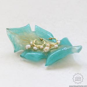 ביקססואן זכוכית מעופפת זרמה עלי מלאכה עלה צלחת תכשיטים מחזיק טבעת קטצ 'all קערה גלאם-אורגני - Product Image 4