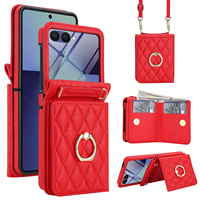 Étui de luxe matelassé pour téléphone portable, petit format, avec protection d'écran en verre trempé, support anneau et porte-cartes