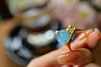 Bague en argent pur 925 certifié avec perle d'aigue-marine naturelle sculptée en forme de melon pour femme, ajustement confortable, style vintage bohème chic, bijoux fins