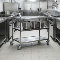 Chariot de cuisine 3 niveaux en acier inoxydable, chariot de service alimentaire avec roulettes, idéal pour la restauration, directement de l'usine