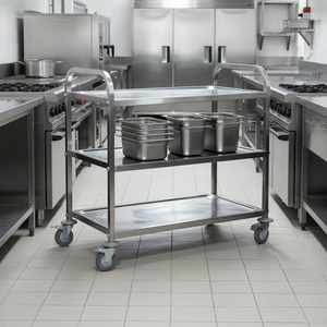 Carrello da Cucina a 3 Ripiani in Acciaio Inox, Carrello di Servizio con Ruote per <span class=keywords><strong>Ristoranti</strong></span>, Vendita Diretta dalla Fabbrica - Product Image 3