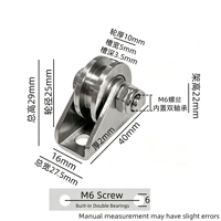 Roulette de porte coulissante 2 pouces à rainure en V avec support, roulement double robuste en alliage galvanisé et cuivre, pour extérieur, certifiée CE, OEM, emballée