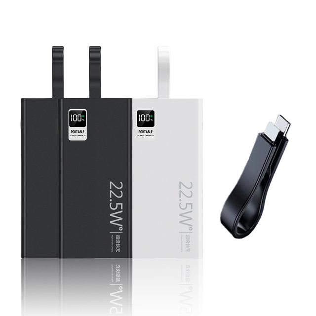 Hot Sales Portable Slim Phone Charger Power Bank Built Charging Cable Mobile Power Pack 22.5W Fast Charging 10000mah Power Banks