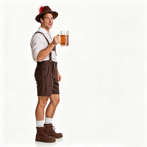Ensemble Lederhosen pour <span class=keywords><strong>homme</strong></span> avec chemise blanche à manches retroussables et broderie marron foncé - Product Image 2