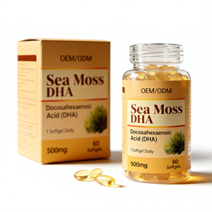 Gélules de DHA 500mg certifiées GMP HALAL, extraits naturels pressés à froid d'algues marines, oméga 3, algues marines, DHA, OEM - Product Image 3