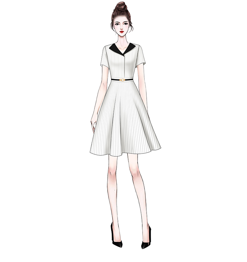 Летнее профессиональное платье, черное платье в Вертикальную Полоску, белое платье, профессиональное платье