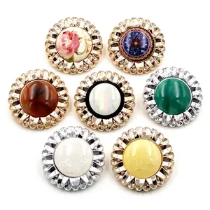 Top Selling Button Round Plastic Rhinestone Flower Mixed Color Shank Button