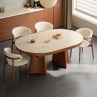 Table à manger ovale extensible moderne de luxe en marbre et bois massif, 4 à 6 places, meubles gain de place pour salle à manger et cuisine