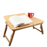 Bureau pliable en bambou naturel, table de lit pour ordinateur, support réglable pour ordinateur portable