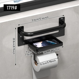 Toilet <b>Paper</b> Roll Holder with Armrests Wall-Mounted <b>Tissue</b> Holder in Bathroom Mobile Phone Rack Zinc Alloy Modern Design - Product Image 6