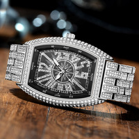 Montre Homme Quartz Acrylique Acier Inoxydable Style FM Commerce Extérieur Ciel Étoilé Tendance Design Analogique-Numérique Audacieux Forme Tonneau
