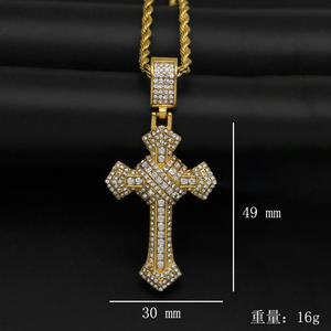 Hip Hop main religieux catholique chrétien étanche sans ternissement en acier inoxydable mode bijoux pendentifs colliers pour homme hommes - Product Image 5