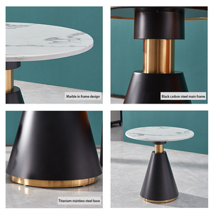 New Design Luxury Side <strong>Table</strong> <strong>Gold</strong> Stainless Steel Modern Italian Round Black Marble <strong>Small</strong> Coffee <strong>Table</strong> for Living Room - Product Image 4