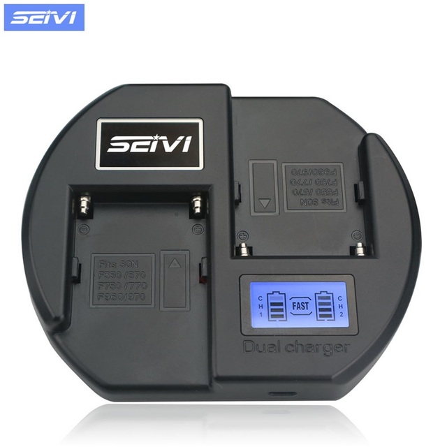 Charging Station for NP-F550/F750/F950/F970 2 Rechargeable Charger Security Camera LCD Display USB Battery Fast Charger