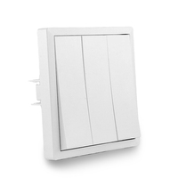 Interrupteur mural électrique moderne à gros bouton-poussoir, 3 gangs, 1 voie, 250 V, 10 A, en PC, certifié CE, unipolaire, norme européenne, vente en gros