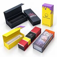Boîtes en papier rigides noires mates avec logo personnalisé, emballage en tube pré-roulé, boîte pliable à rabat pour tube à cigares