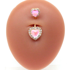 <span class=keywords><strong>Goth</strong></span> Aço Inoxidável CZ Peach Coração Umbigo Anel para As Mulheres Moda Coração-Forma Zircão Umbigo Piercing Umbigo Anel - Product Image 3