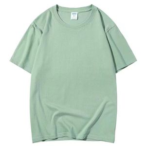 T-shirt décontracté pour <span class=keywords><strong>homme</strong></span> en coton pur respirant et anti-humidité, coupe ample, col rond, manches courtes, couleur unie, protection solaire, 200g - Product Image 6