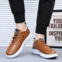 Chaussures décontractées en cuir PU à lacets pour hommes, imperméables, couleur unie, semelle souple, légères, baskets de marche quotidiennes pour affaires