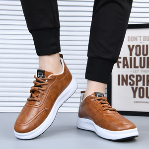 Zapatos informales de cuero PU con cordones para hombre, impermeables, de color sólido, de suela baja, suela suave, ligeras, para caminar a diario - Product Image 5